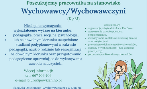 poszukujemy wychowawcy
